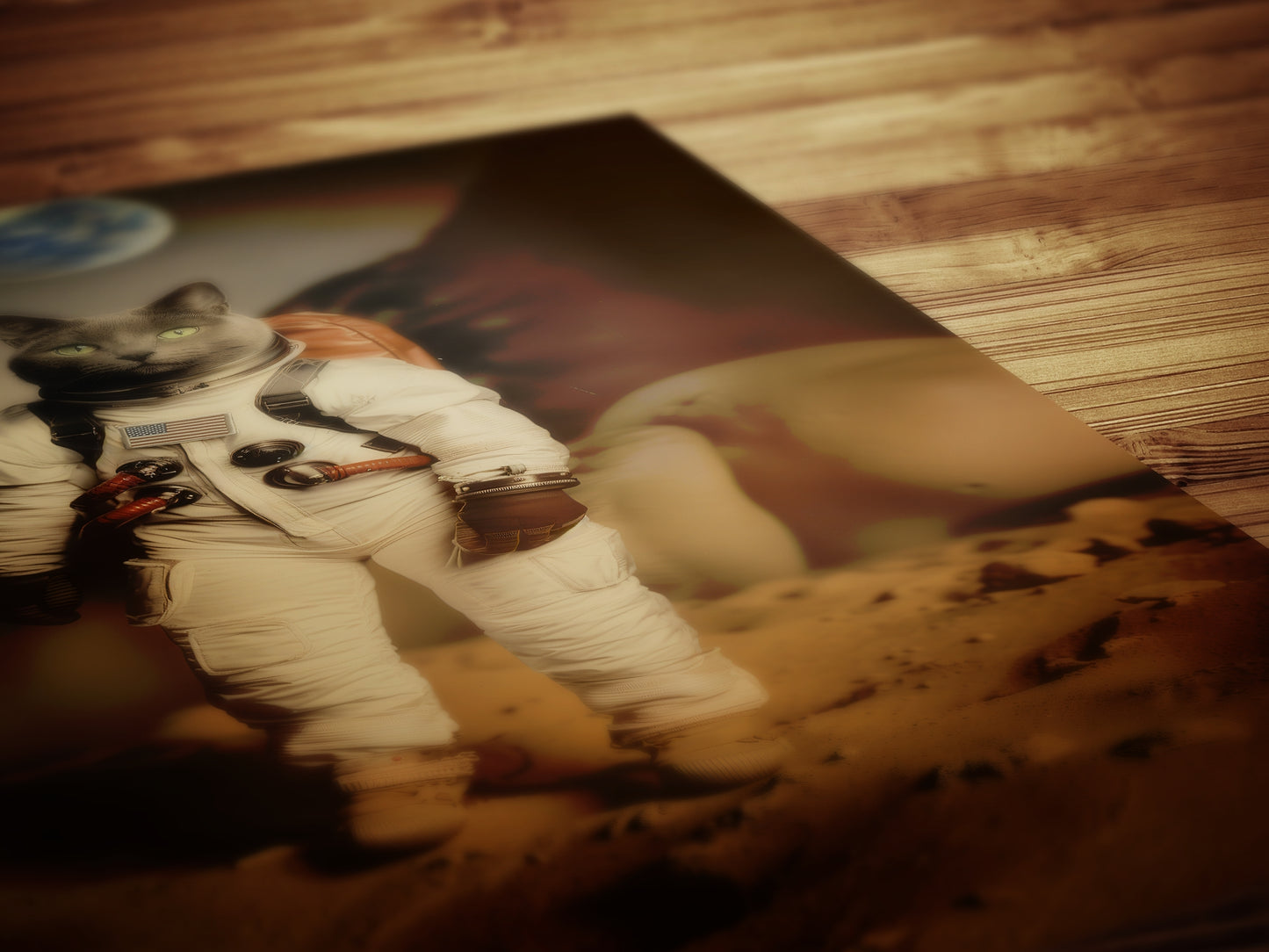 Cat Astronaut Poster, Space Kitty Apollo 11 Print, Retro Surreal Art Decor Gift, Space Themed Room Decor, Astronaut Nursery Decor