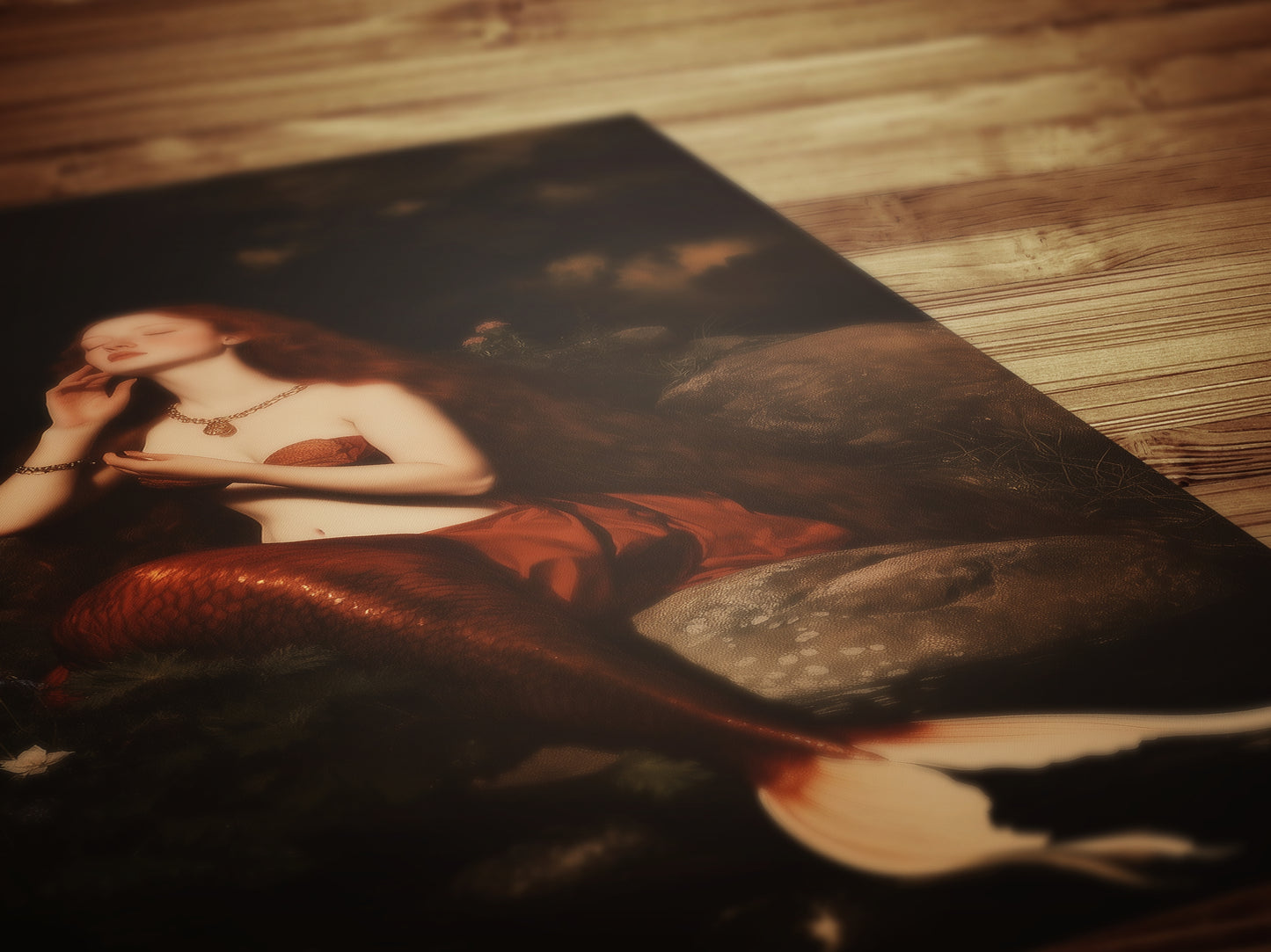 Mermaid On a Rock, Whimsical Cozy Bathroom Decor, Whimsigoth Decor, Dark Romance Fantasy Print, Dreamy Floral Decor for Book Lovers