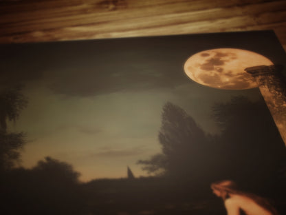 Moonlit Mermaid On a Dock, Whimsical Cozy Bathroom Decor, Whimsigoth Decor, Dark Romance Fantasy Print, Dreamy Floral Decor for Book Lovers