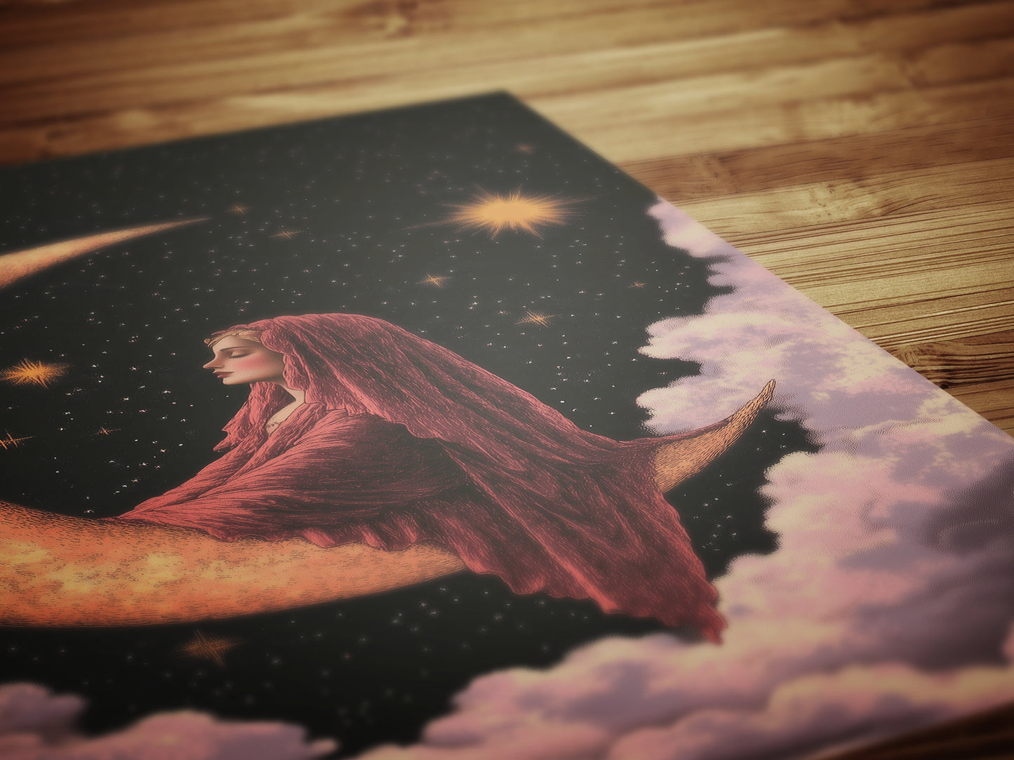 Witchy Home Decor, Vintage Whimsigoth Decor, 70s Dark Romance Home Decor, Moon Goddess Poster, Sun And Moon 70s Decor, Retro Decor, Wall Art