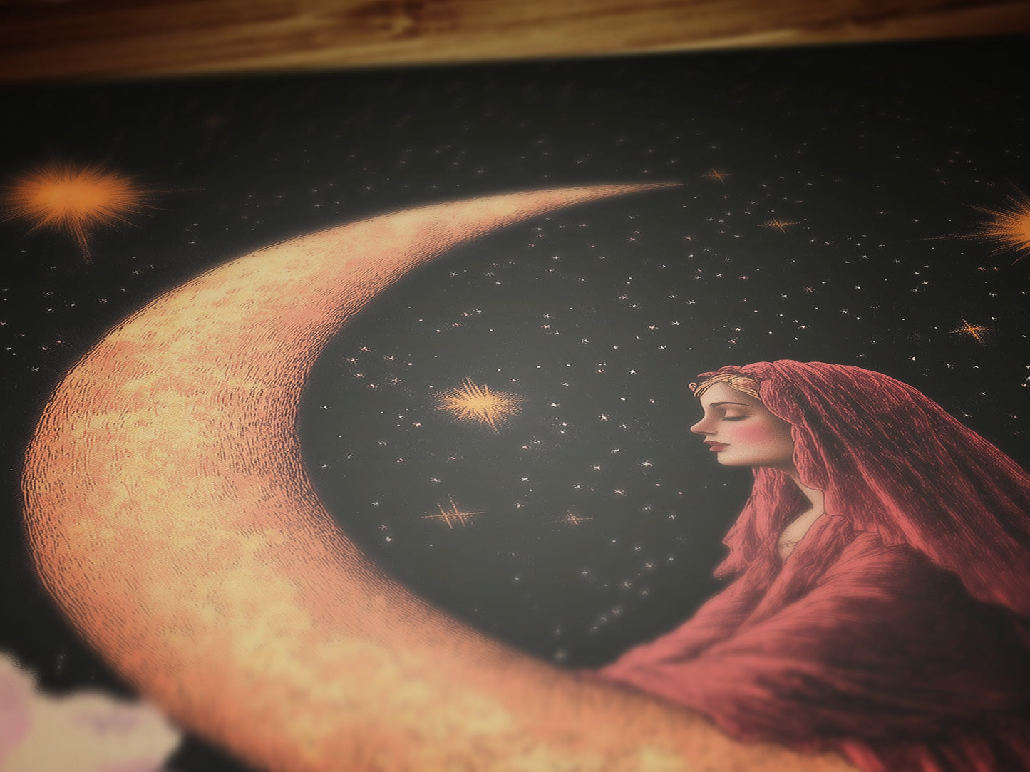 Witchy Home Decor, Vintage Whimsigoth Decor, 70s Dark Romance Home Decor, Moon Goddess Poster, Sun And Moon 70s Decor, Retro Decor, Wall Art