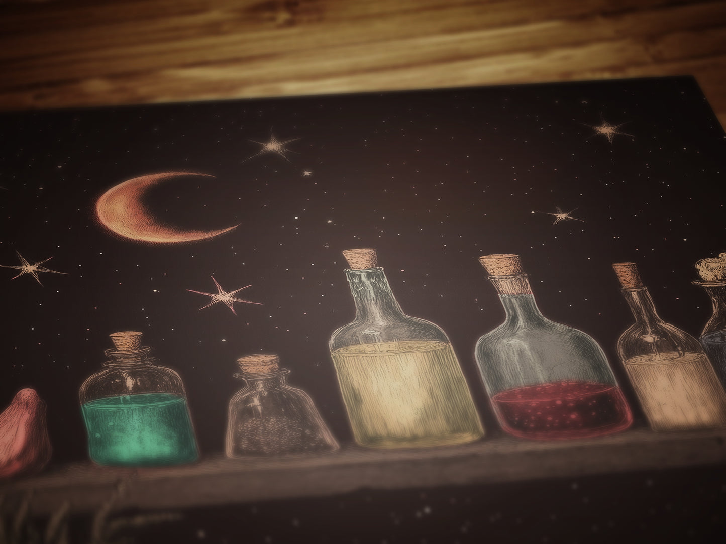 Witchy Potion Shelf Art Print, Dark Fairycore Magical Apothecary Shelf, Potion And Elixir Painting, Goth Cottagecore Witch Decor Poster