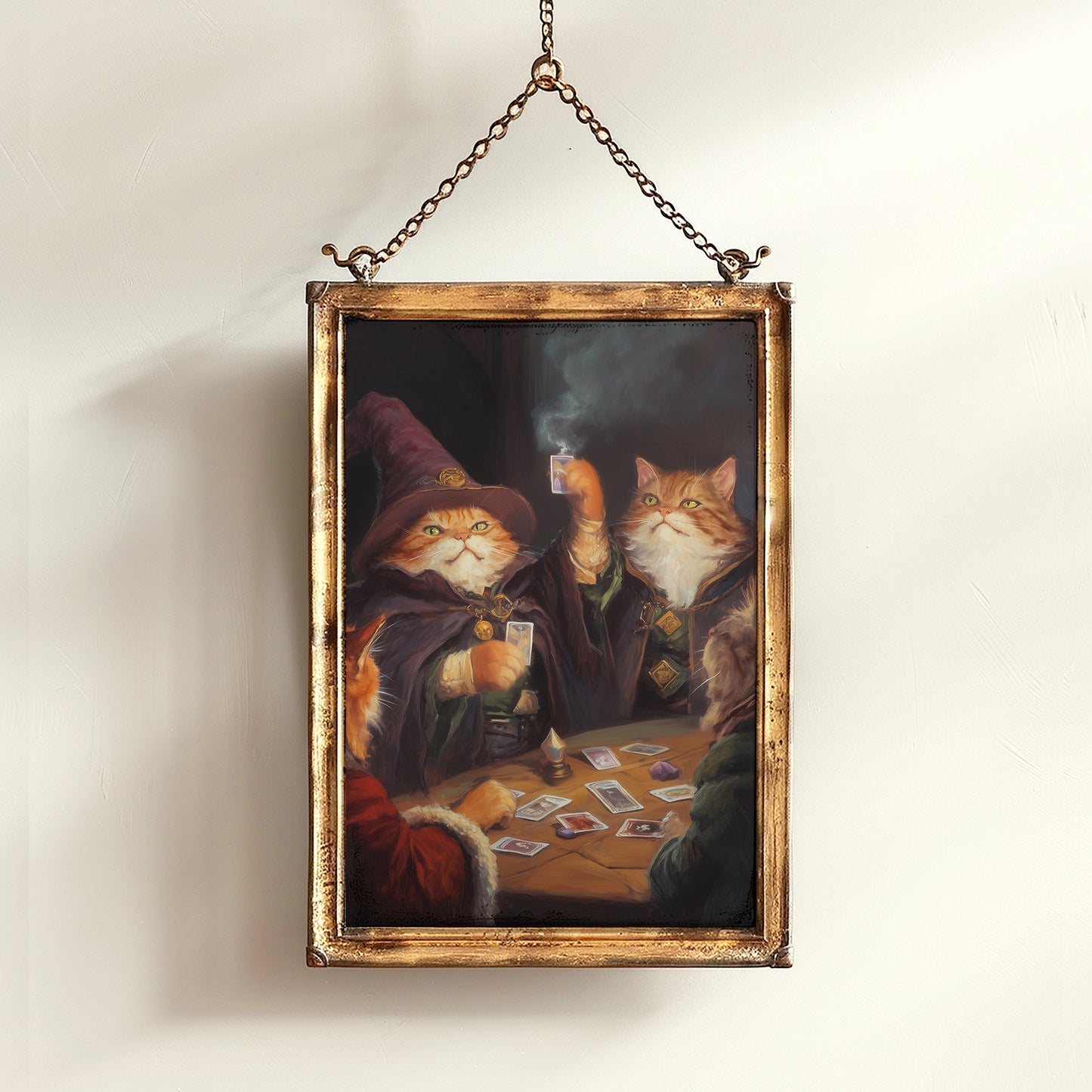 Funny Cat Playing Magic The Gathering Art Print Poster, Fantasy Wizard Cat Wall Decor for MTG Fans, Gaming Poster or Gift for Cat Lovers