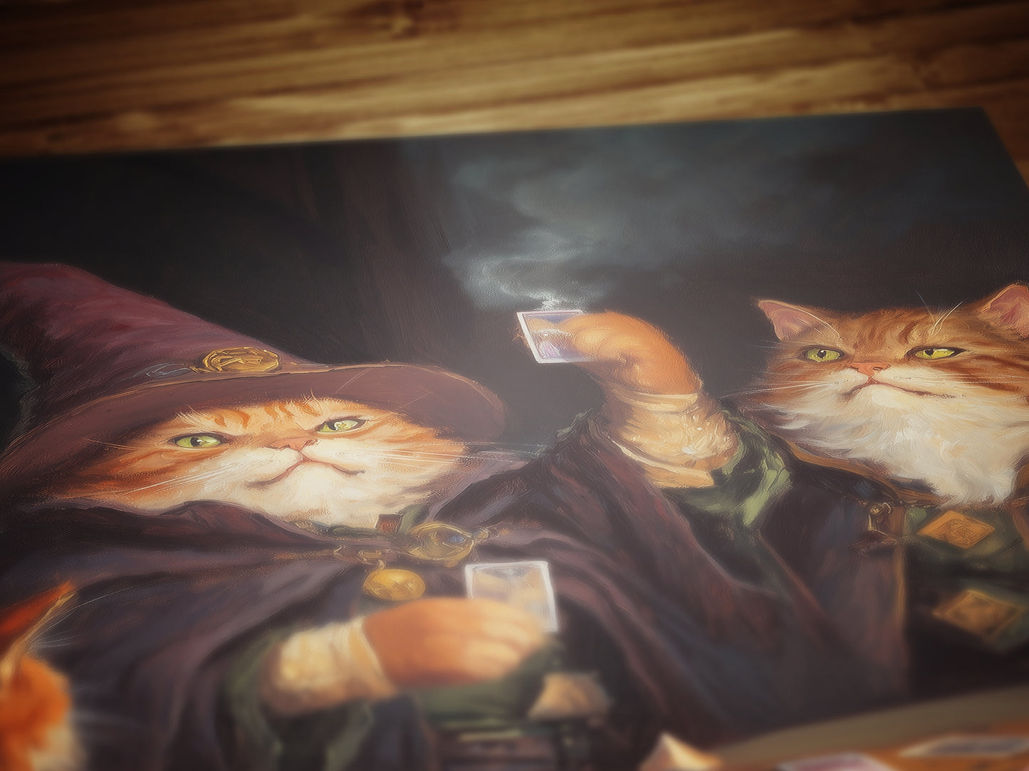 Funny Cat Playing Magic The Gathering Art Print Poster, Fantasy Wizard Cat Wall Decor for MTG Fans, Gaming Poster or Gift for Cat Lovers