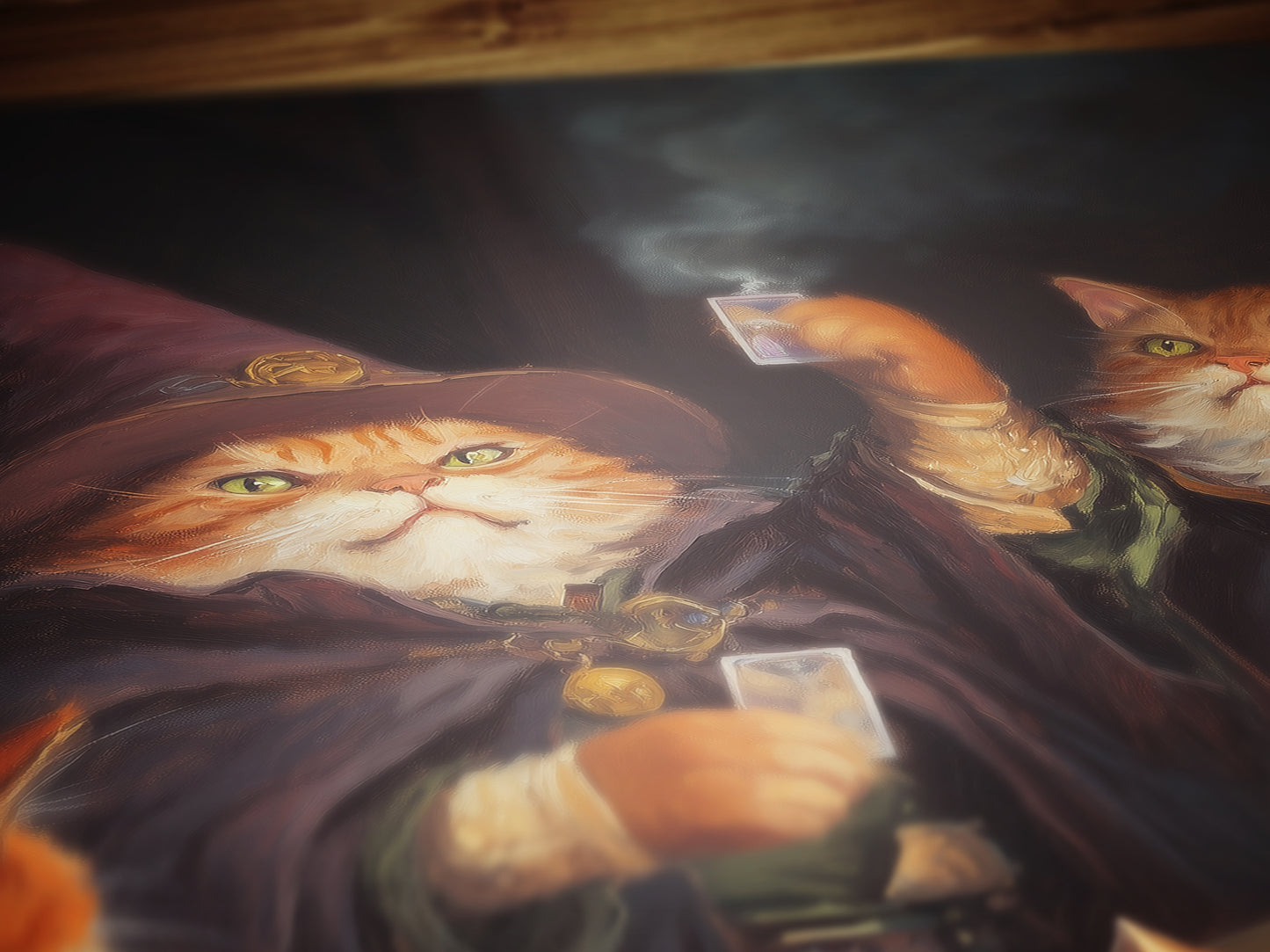 Funny Cat Playing Magic The Gathering Art Print Poster, Fantasy Wizard Cat Wall Decor for MTG Fans, Gaming Poster or Gift for Cat Lovers
