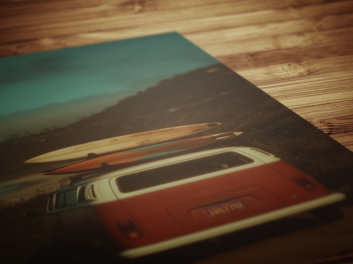 Camper Van Surfboard Wall Art, Surfboard Beach Ocean, Beachy Wall Art, Moody Modern Art Coastal Room Decor, Surf Wall Art, Surfing Print