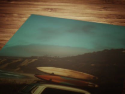 Camper Van Surfboard Wall Art, Surfboard Beach Ocean, Beachy Wall Art, Moody Modern Art Coastal Room Decor, Surf Wall Art, Surfing Print