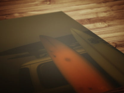 Moody Camper Van Surfboard Wall Art, Beach Ocean Poster, Beachy Wall Art, Moody Modern Art Coastal Room Decor, Surf Wall Art, Surfing Print