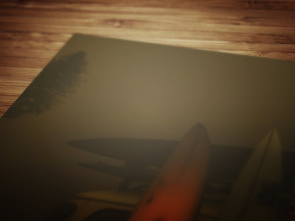 Moody Camper Van Surfboard Wall Art, Beach Ocean Poster, Beachy Wall Art, Moody Modern Art Coastal Room Decor, Surf Wall Art, Surfing Print