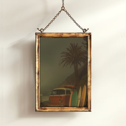 Moody Camper Van Surfboard Wall Art, Beach Ocean Poster, Beachy Wall Art, Moody Modern Art Coastal Room Decor, Surfing Wall Art Print