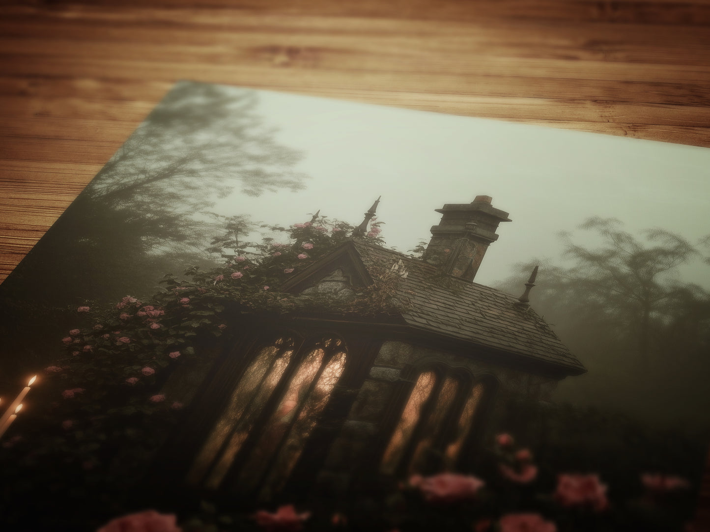 Gothic Cottagecore Rose Garden Art Print, Dark Botanical Floral Landscape, Dark Romance Whimsigoth Decor,Vintage Dark Academia Wall Decor