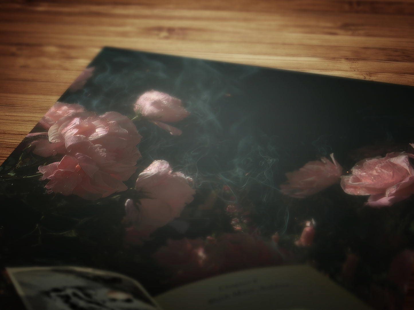 Dark Academia Witchy Open Grimoire Book Art Print, Vintage Floral Wall Decor, Roses Poster, Witchy Aesthetic, Gothic Whimsigoth Decor