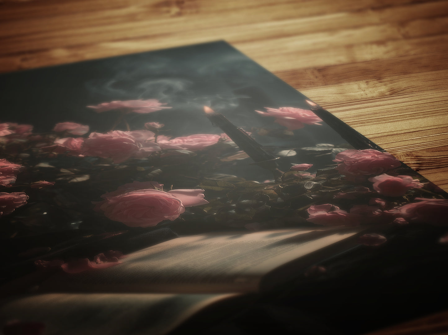 Moody Floral Book Art Print,  Roses And Books Poster, Dark Academia Cottagecore Wall Art, Vintage Gothic Romance, Whimsigoth Decor