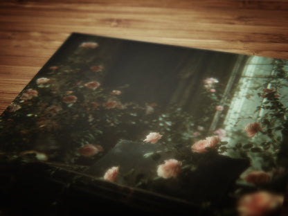 Abandoned Castle Piano Wall Art Poster, Dark Academia Cottagecore Gothic Print, Floral Whimsigoth Decor, Romantic Atmosphere Aesthetic