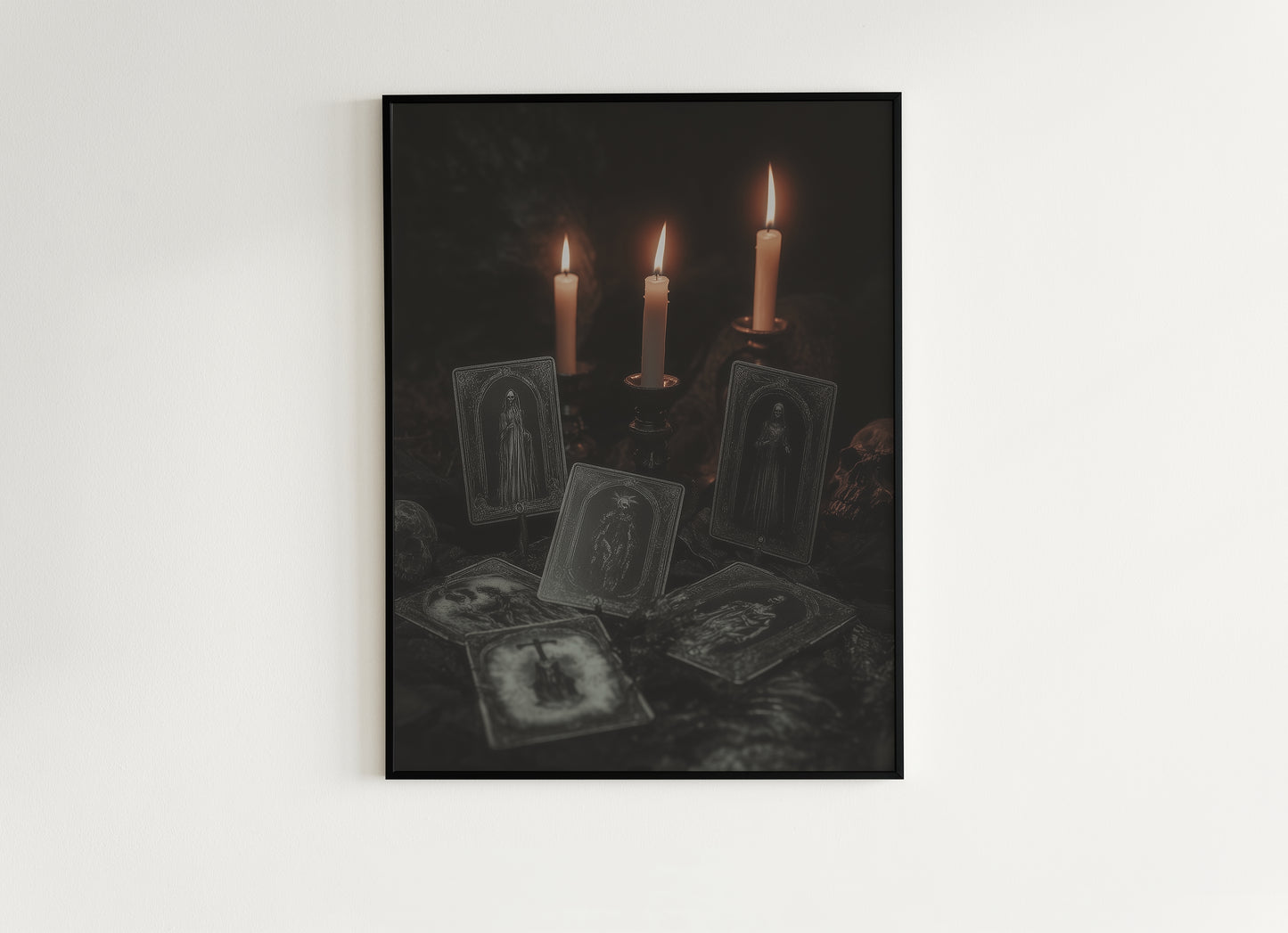 Mystical Tarot Card Wall Art Print, Cottagecore Whimsigoth Decor Poster, Gothic Occult Decor,  Dark Academia Candles and Psychic Reading