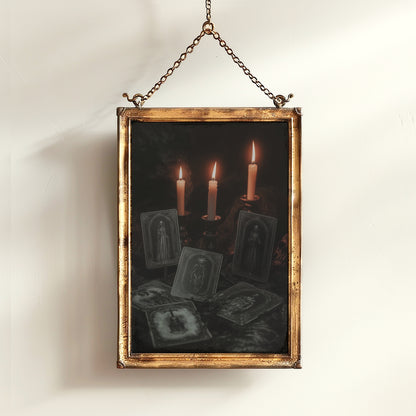 Mystical Tarot Card Wall Art Print, Cottagecore Whimsigoth Decor Poster, Gothic Occult Decor,  Dark Academia Candles and Psychic Reading