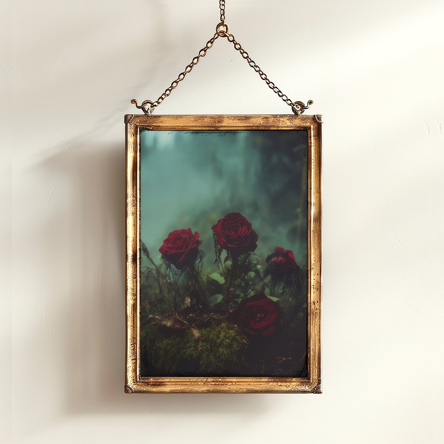 Dark Red Rose Garden Wall Art Print, Gothic Soft Academia Floral Botanical Poster, Dark Cottagecore Home Interiors, Whimsigoth Decor