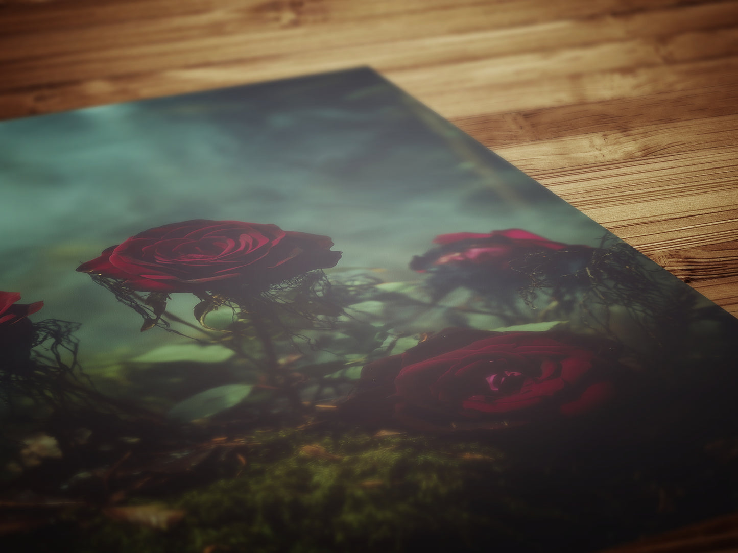 Dark Red Rose Garden Wall Art Print, Gothic Soft Academia Floral Botanical Poster, Dark Cottagecore Home Interiors, Whimsigoth Decor