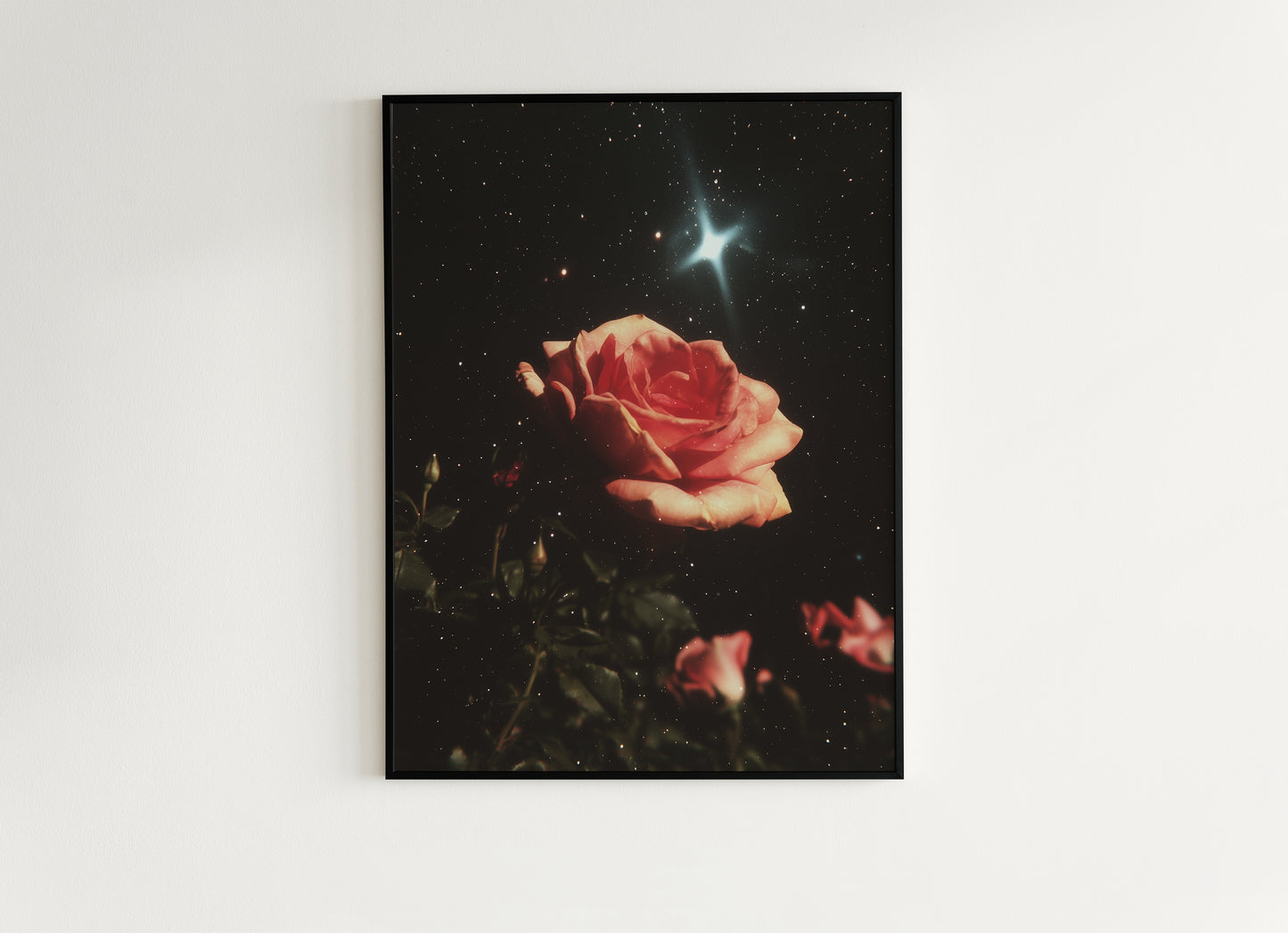 Celestial Rose Wall Art Poster, 90s Whimsigoth Decor, Whimsical Celestial Magical Home Decor, Sun Moon Poster, Cosy Witchy Print
