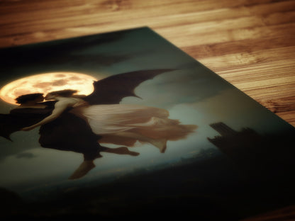 Demonic Love Painting, Demon and Woman Dancing in Moonlight, Dark Academia, Vintage Occult Art Print, Dark Fantasy Home Decor Poster