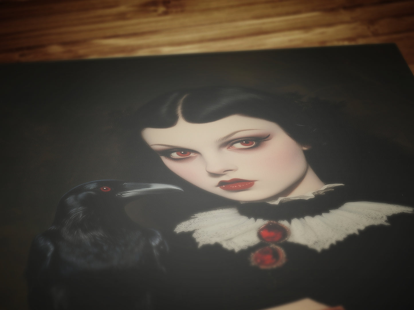 Raven Queen Art Print, Dark Academia Cottagecore Gothic Poster, Witchy Vintage Whimsigoth Decor, Dark Romance Fantasy Wall Hanging