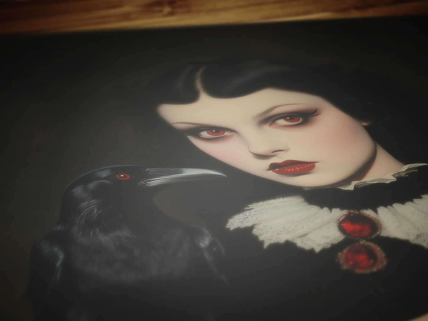 Raven Queen Art Print, Dark Academia Cottagecore Gothic Poster, Witchy Vintage Whimsigoth Decor, Dark Romance Fantasy Wall Hanging