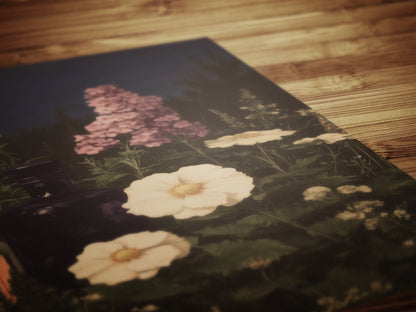 Apothecary Garden Wall Art Print, Vintage Painting Witchy Florals and Potion Bottles, Gothic Dark Academia And Cottagecore Decor