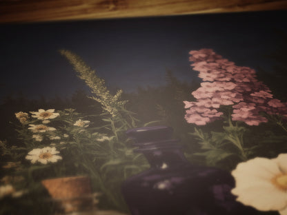 Apothecary Garden Wall Art Print, Vintage Painting Witchy Florals and Potion Bottles, Gothic Dark Academia And Cottagecore Decor