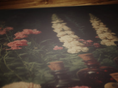 Laudanum Apothecary Jar Wall Art Print, Dark Academia Poster, Vintage Floral Painting, Witchy Gifts, Gothic Cottagecore Decor