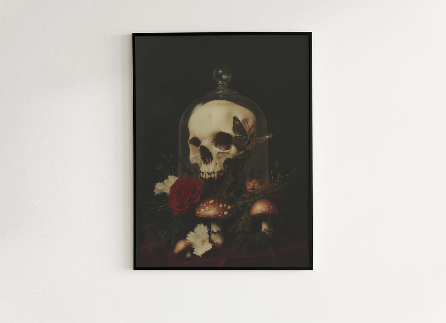 Moody Goth Skull Wall Art, Dark Academia Memento Mori Decor, Gothic Gifts, Whimsigoth Decor, Spooky Witchy Fairycore Forest Painting