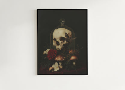 Moody Goth Skull Wall Art, Dark Academia Memento Mori Decor, Gothic Gifts, Whimsigoth Decor, Spooky Witchy Fairycore Forest Painting