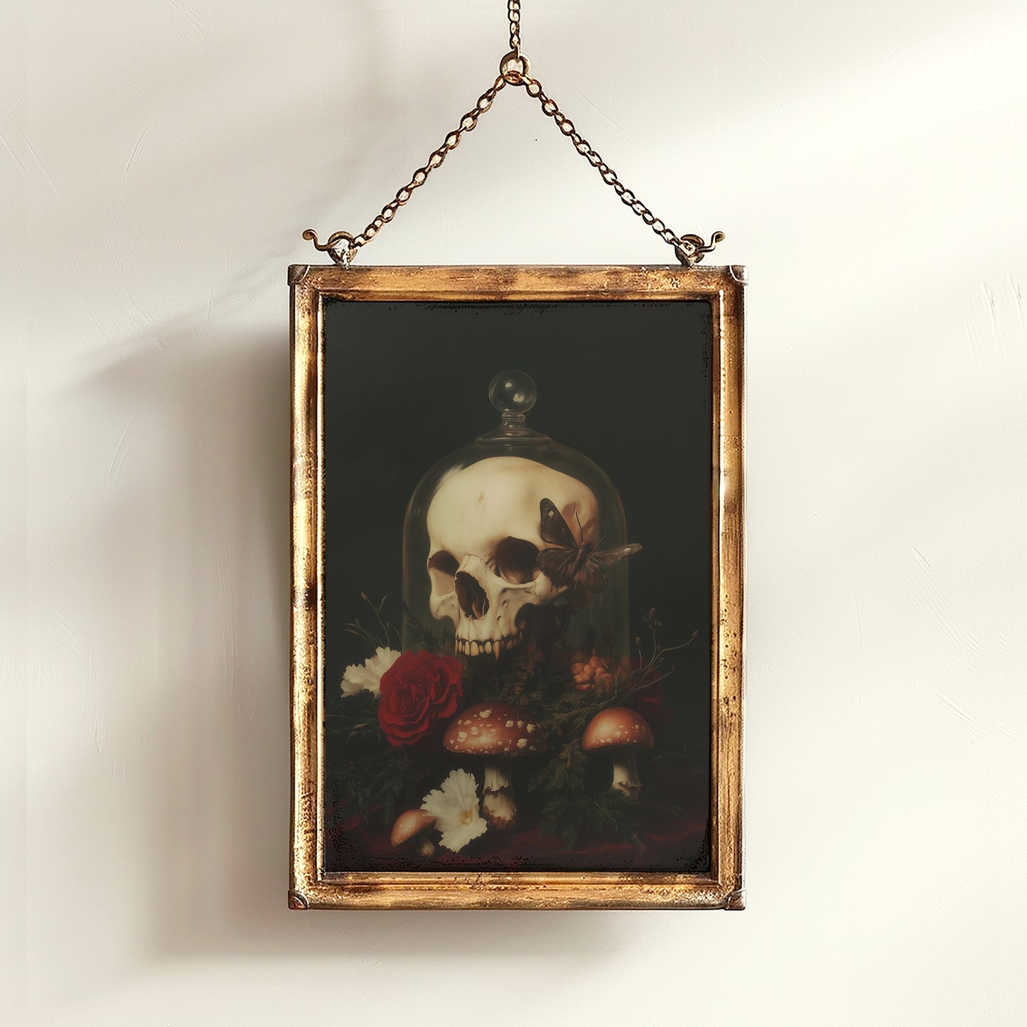 Moody Goth Skull Wall Art, Dark Academia Memento Mori Decor, Gothic Gifts, Whimsigoth Decor, Spooky Witchy Fairycore Forest Painting