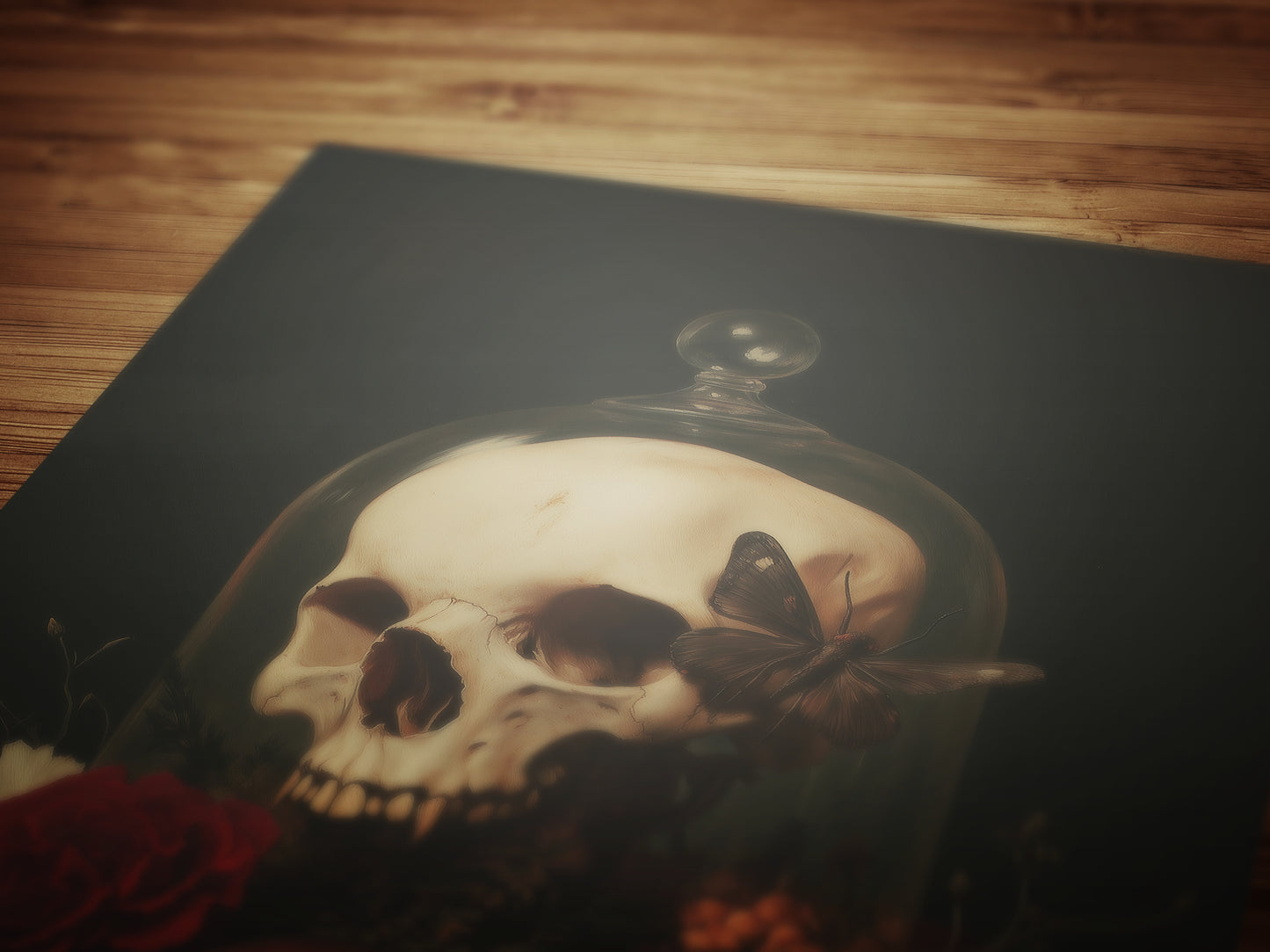 Moody Goth Skull Wall Art, Dark Academia Memento Mori Decor, Gothic Gifts, Whimsigoth Decor, Spooky Witchy Fairycore Forest Painting