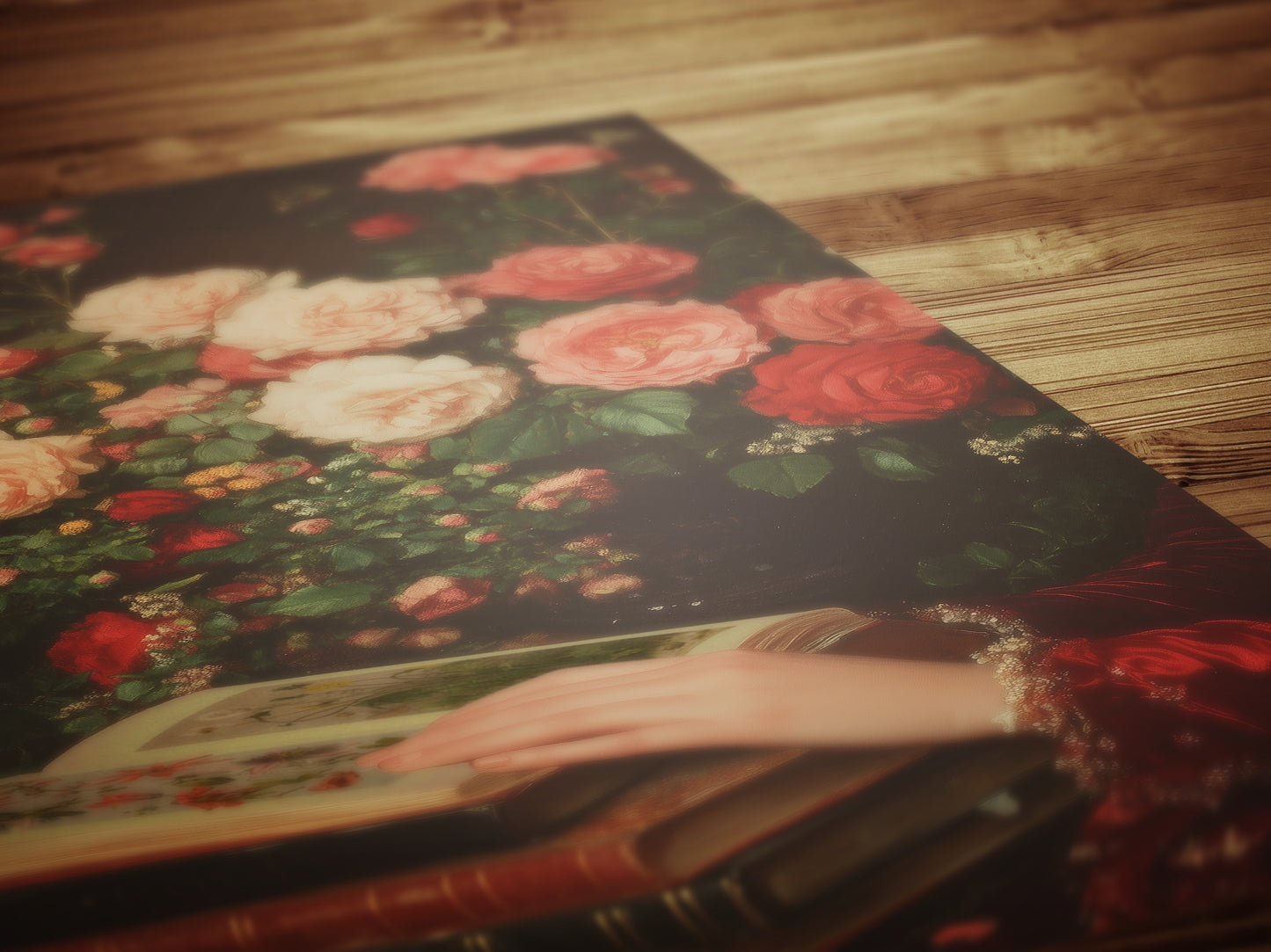 Roses And Books, Dark Academia Decor, Victorian Gothic Bookish Print, Book Lover Gift, Vintage Library Art, Reading Nook Poster