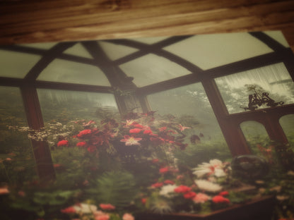 Victorian Greenhouse Art, Dark Botanical Print, Gothic Garden Floral Decor, Moody Cottagecore Wall Art, Vintage Plant Room Still Life Poster