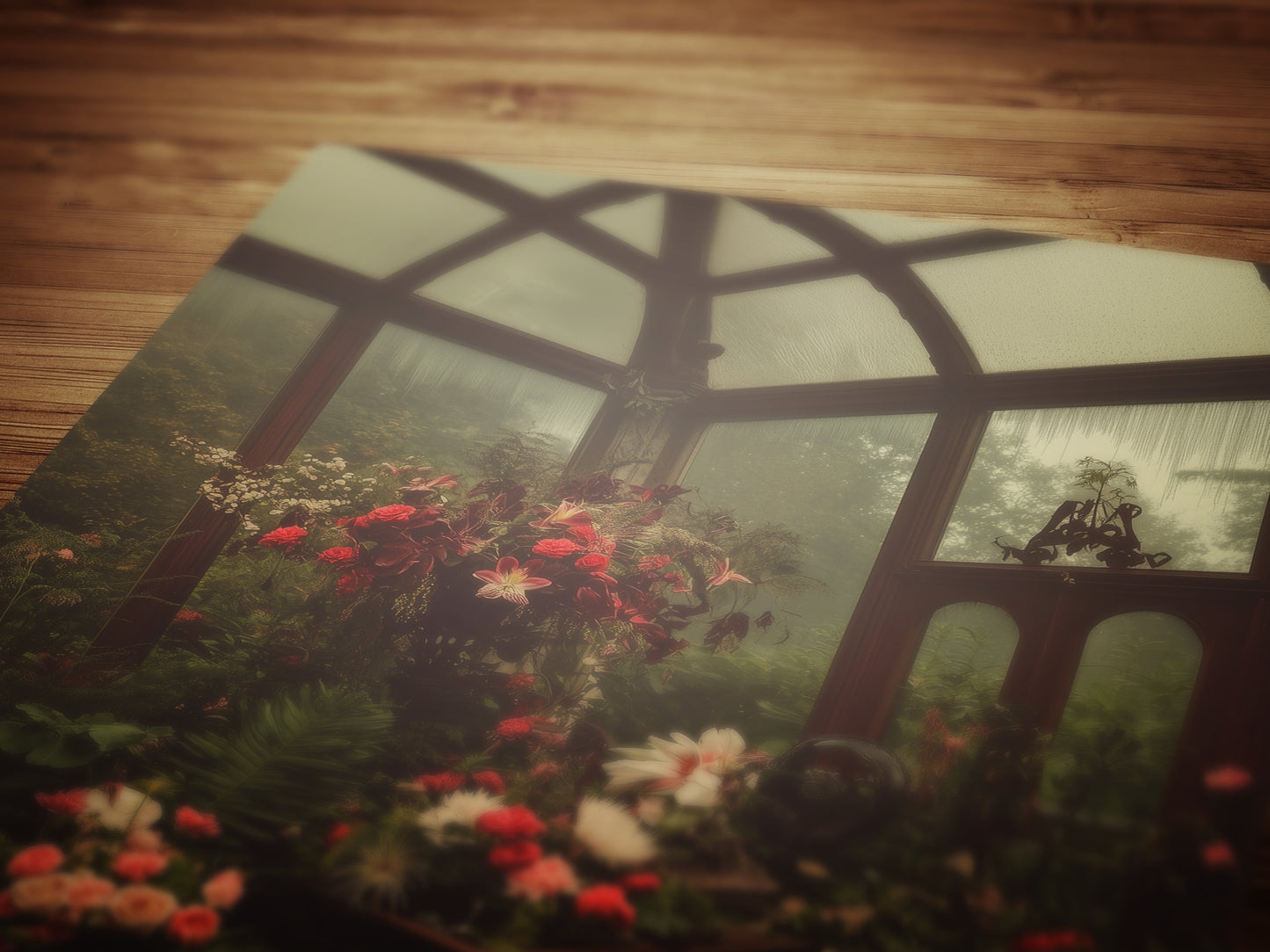 Victorian Greenhouse Art, Dark Botanical Print, Gothic Garden Floral Decor, Moody Cottagecore Wall Art, Vintage Plant Room Still Life Poster