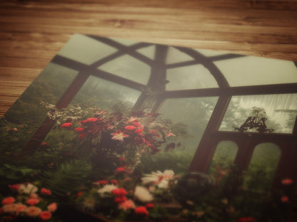 Victorian Greenhouse Art, Dark Botanical Print, Gothic Garden Floral Decor, Moody Cottagecore Wall Art, Vintage Plant Room Still Life Poster