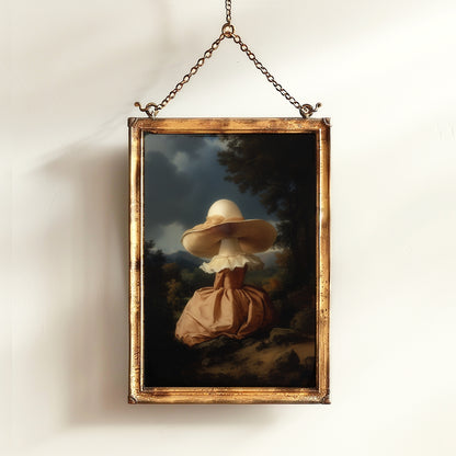 Surreal Mushroom Lady in Vintage Landscape, Mushroom Woman, Vintage Poster, Art Poster Print, Dark Academia, Gothic, Cottagecore, Witch Art.