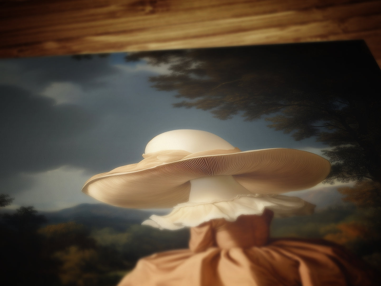 Surreal Mushroom Lady in Vintage Landscape, Mushroom Woman, Vintage Poster, Art Poster Print, Dark Academia, Gothic, Cottagecore, Witch Art.