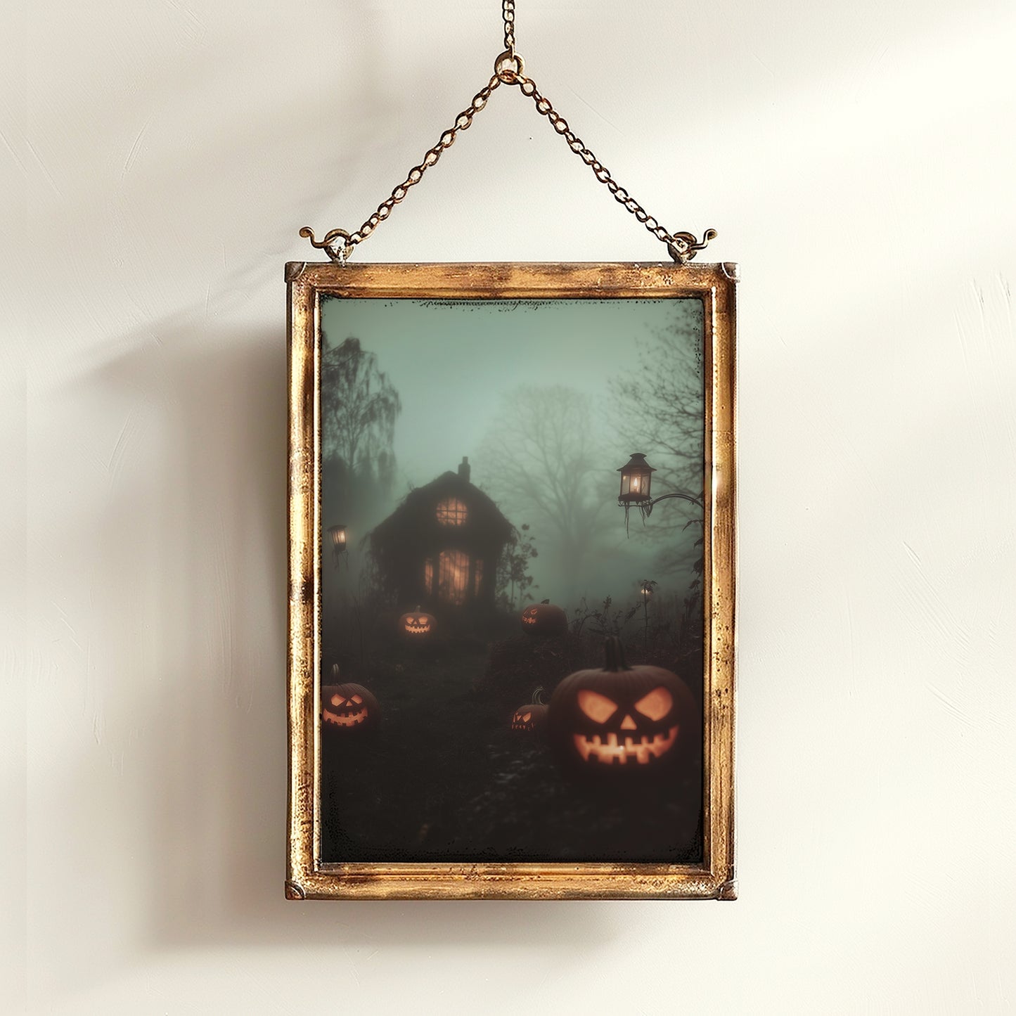 Spooky Jack-O’-Lantern Halloween Wall Art, Haunted Cottagecore Autumn Wall Decor, Dark Academia Prints, Whimsigoth Witchy House Poster