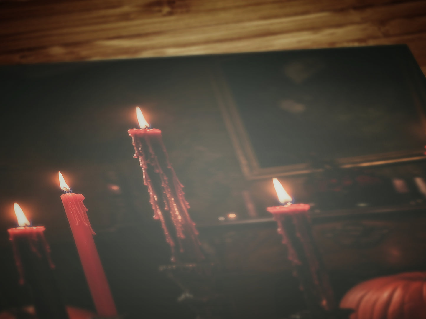 Gothic Halloween Candlelight Wall Art, Pumpkins and Red Candles, Witchy Dark Academia Prints, Whimsigoth Poster, Spooky Autumn Decor