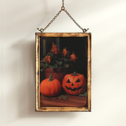 Pumpkin Jack O Lantern Halloween Wall Art Print, Cozy Cottagecore Autumn Decor, Witchy Spooky Vibes Poster, Whimsigoth Decor Prints