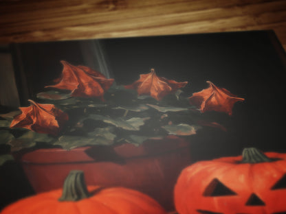 Pumpkin Jack O Lantern Halloween Wall Art Print, Cozy Cottagecore Autumn Decor, Witchy Spooky Vibes Poster, Whimsigoth Decor Prints