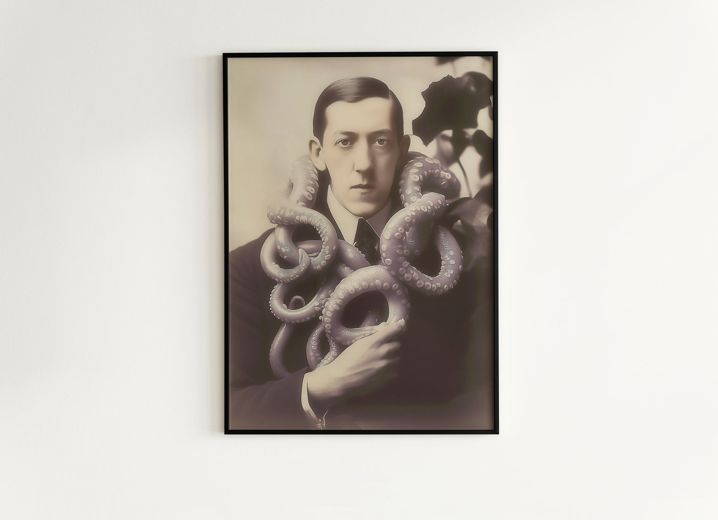 HP Lovecraft Cthulhu Kraken Poster, Vintage Victorian Horror, Victorian Print, Vintage Photography, Lovecraft portrait, Creepy Poster.