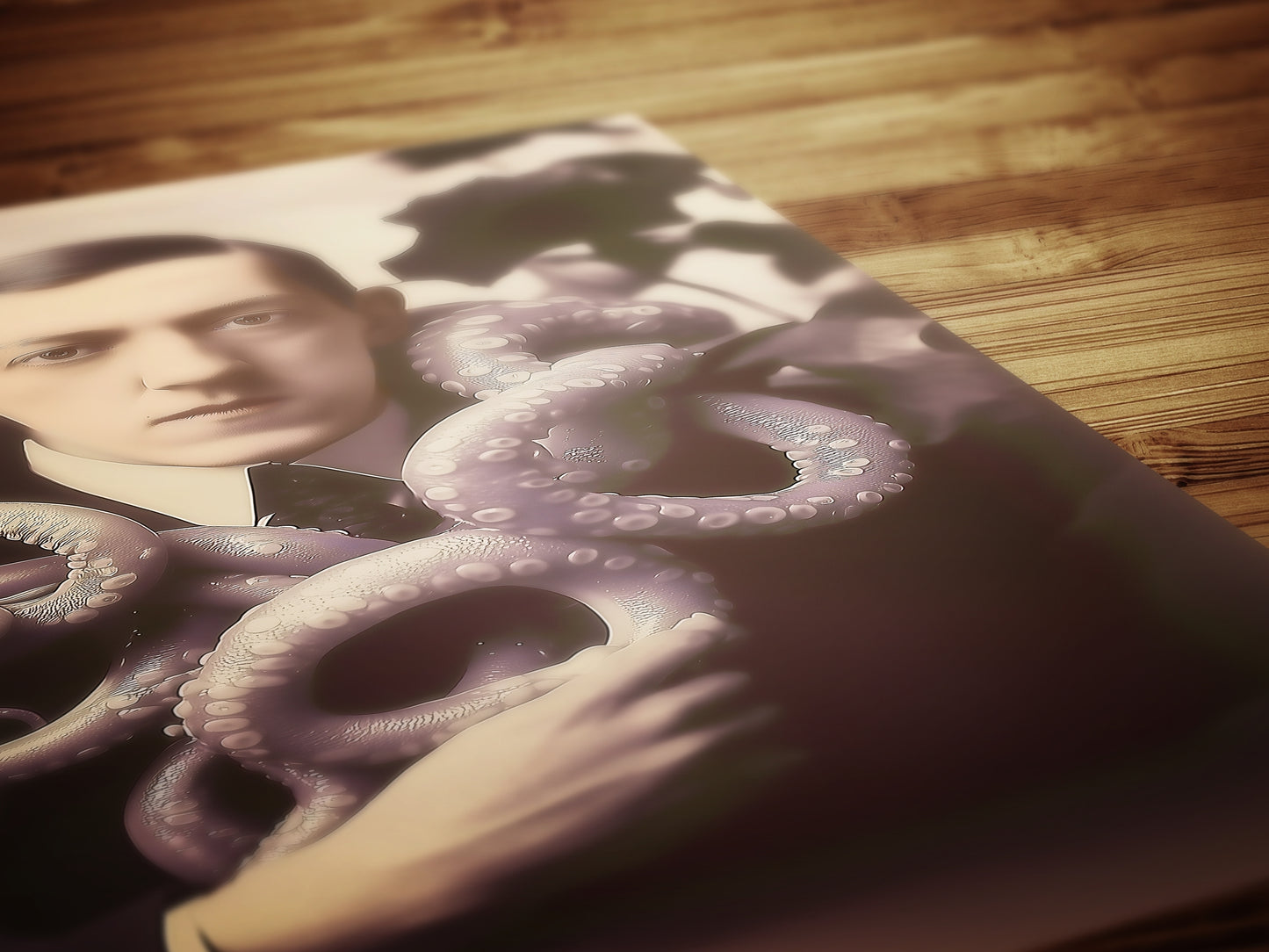 HP Lovecraft Cthulhu Kraken Poster, Vintage Victorian Horror, Victorian Print, Vintage Photography, Lovecraft portrait, Creepy Poster.