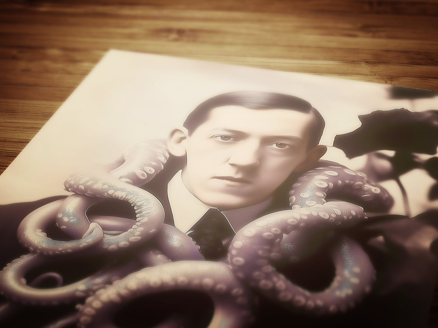 HP Lovecraft Cthulhu Kraken Poster, Vintage Victorian Horror, Victorian Print, Vintage Photography, Lovecraft portrait, Creepy Poster.