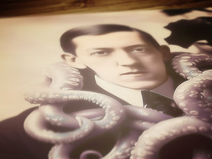 HP Lovecraft Cthulhu Kraken Poster, Vintage Victorian Horror, Victorian Print, Vintage Photography, Lovecraft portrait, Creepy Poster.