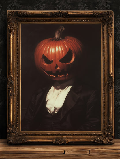 Pumpkin Man Poster, Halloween Gift, Dark Academia Wall Art, Art Poster Print, Gothic Occult Poster, Witchcraft, Gothic Home Decor