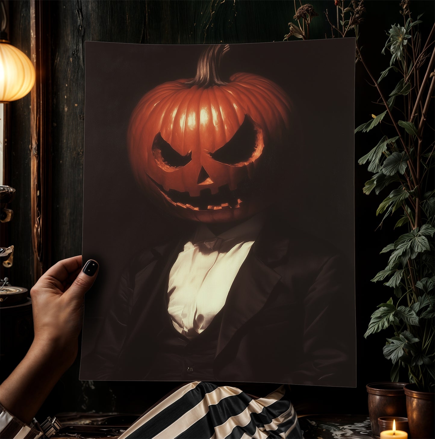 Pumpkin Man Poster, Halloween Gift, Dark Academia Wall Art, Art Poster Print, Gothic Occult Poster, Witchcraft, Gothic Home Decor
