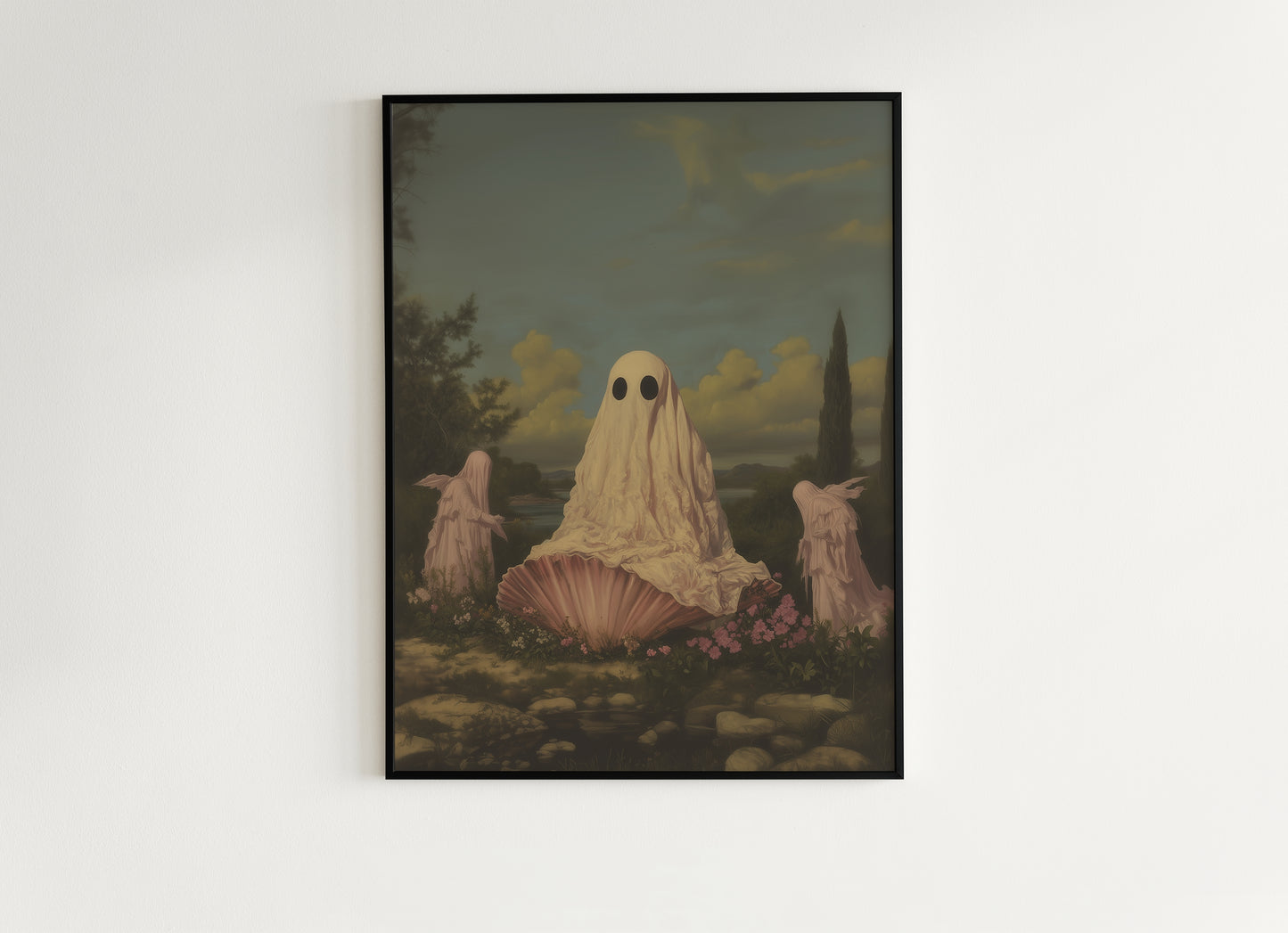 Cute Birth Of A Ghost Poster, Halloween Art Print, Dark Academia Decor, Vintage Fall Decor, Whimsical Spooky Gothic Aesthetic